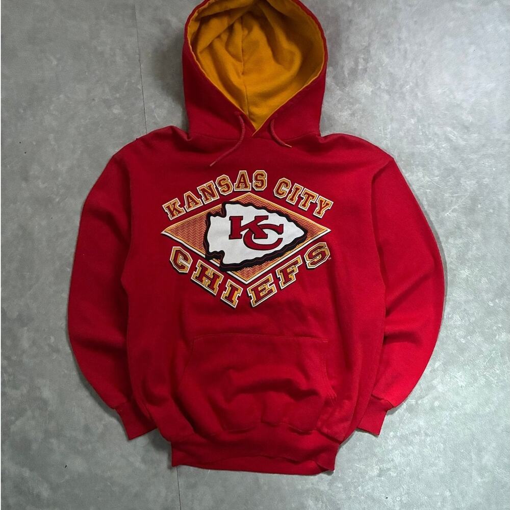 90s Vintage Kansas City Chiefs Red Hoodie -M